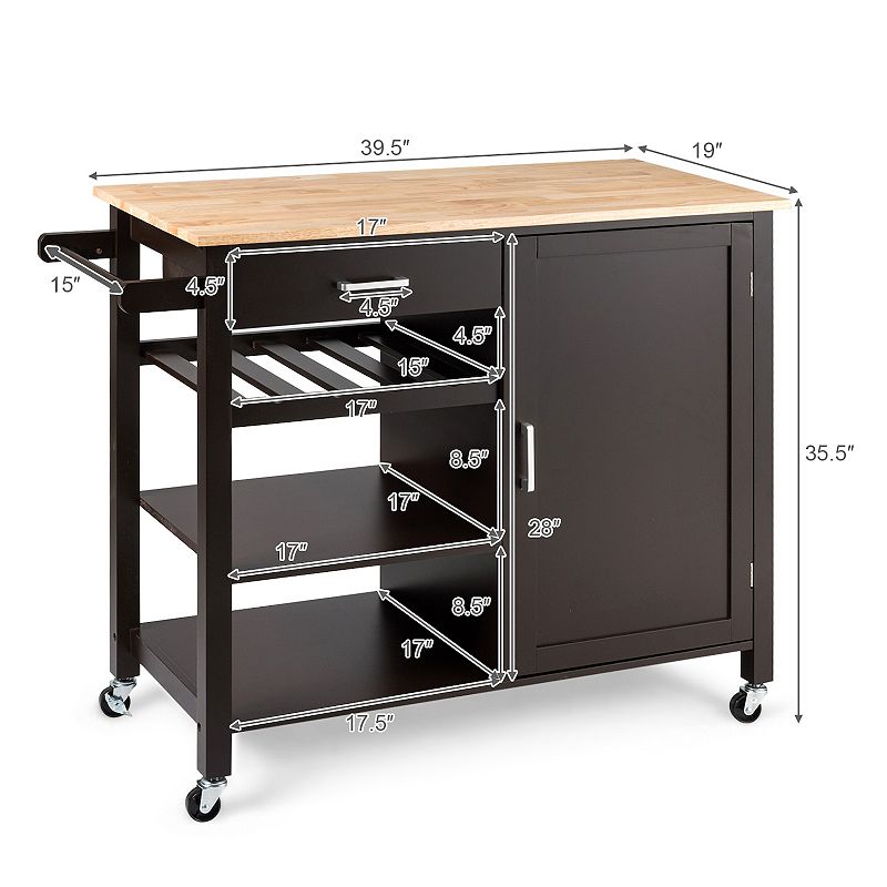 Kitchen Island Cart Rolling Serving Cart Wood Trolley