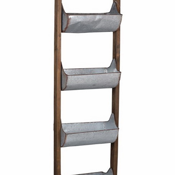 Benzara BM148588 5 Tier Wood and Metal Ladder Plan...