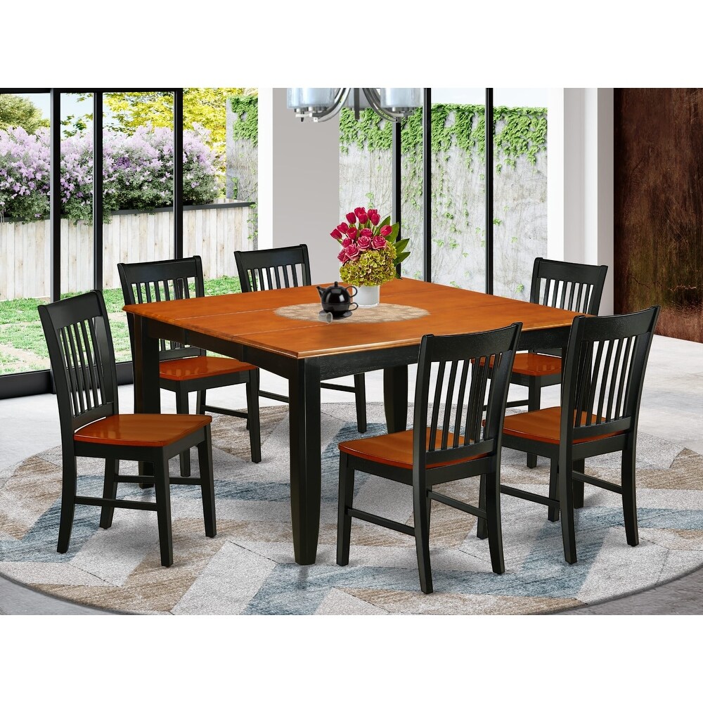 East West Furniture Dining Table Set Includes a Square Table with Butterfly Leaf and Dining Chairs (Pieces Options)