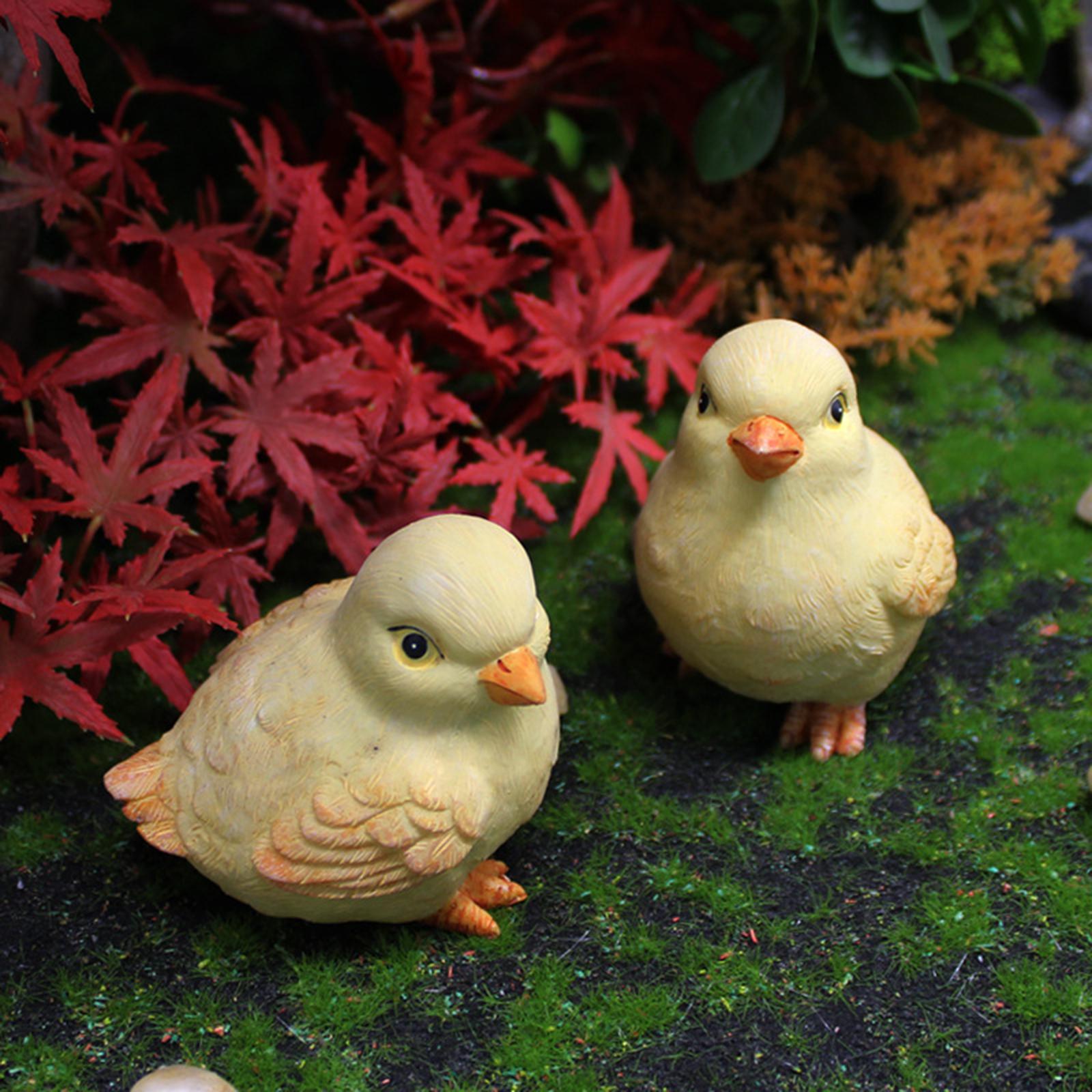 Simulation Garden Statues Chick Sculpture Cute Animal Figurine Resin Crafts .3x6x6.5cm