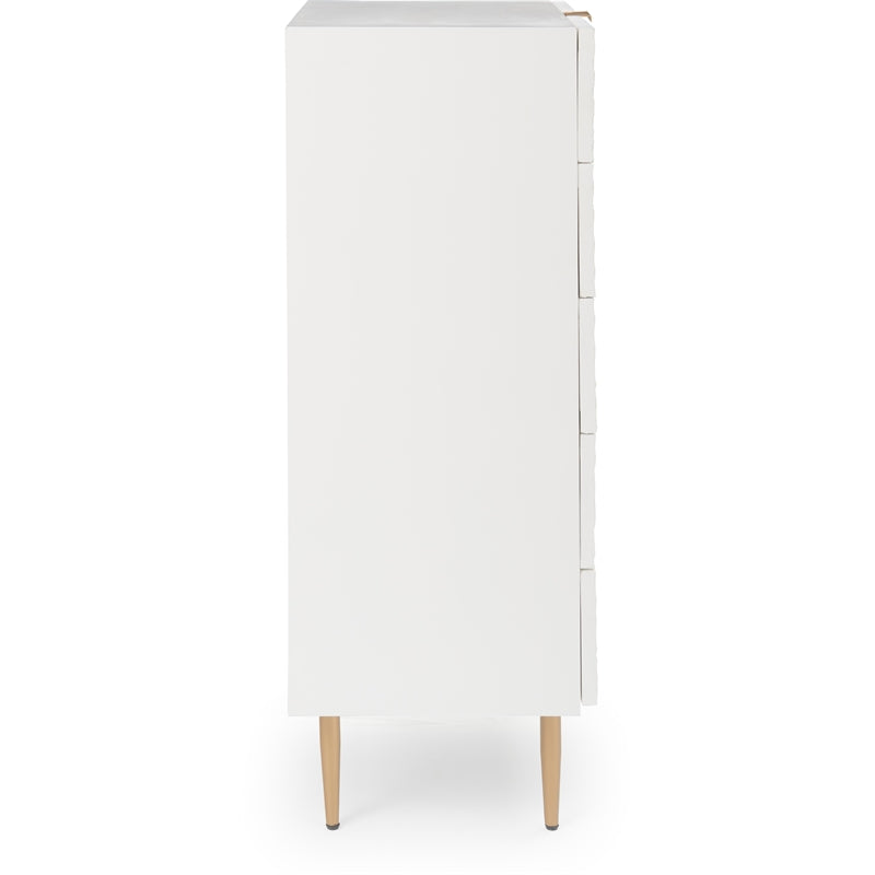 Atlin Designs Modern 5 Drawer Tallboy Dresser White