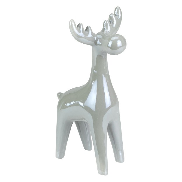 Gray Ceramic Reindeer Christmas Figure