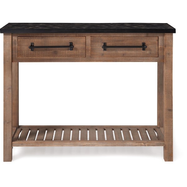 Eugene Rustic Wooden Console Table with 2 Drawers， Brown