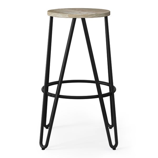 WYNDENHALL Kendall Industrial Metal 26 inch Metal Counter Height Stool with Wood Seat (Set of 2) - 15.7