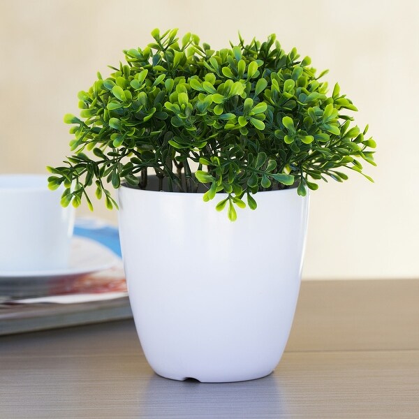 Enova Home Artificial Greenery Fake Plants in White Pot for Home Office Decoration