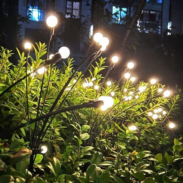 Solar Garden Light Waterproof Firefly Lights Outdoor Starburst Swaying Lights 2 Modes 6/8/10 Heads for Yard Patio Pathway Decoration