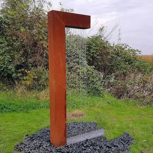 corten steel corten streetel rain curtain water features gardens waterfall fountain