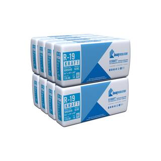 Knauf Insulation R-19 EcoBatt Kraft Faced Fiberglass Insulation Batt 6-14 in. x 24 in. x 48 in. (8-Bags) 690984