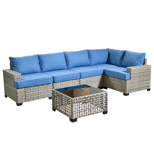 HOOOWOOO 6piece Patio Furniture Conversation Set with Coffee Table