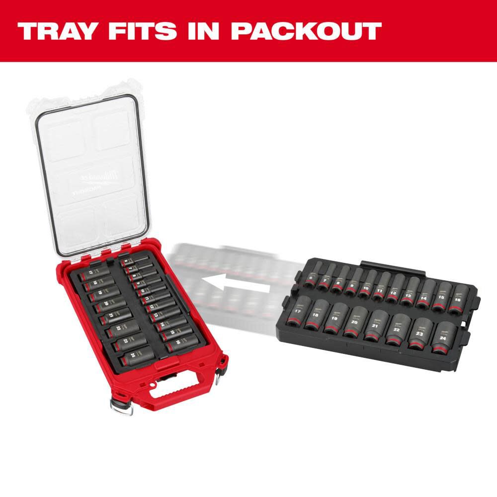 Milwaukee SHOCKWAVE Impact Duty Socket 3/8 Dr 19pc MM Tray Set 49-66-6816 from Milwaukee