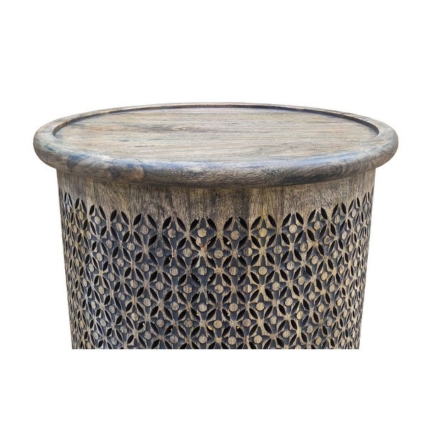 Sumter 17-inch Diameter Mango Wood Drum Side Table