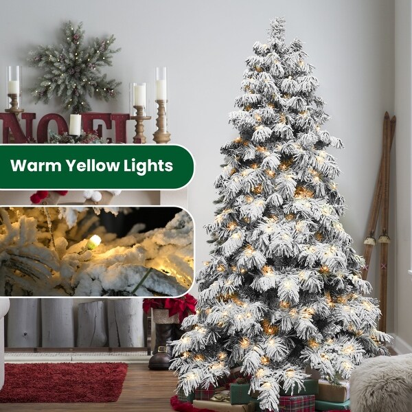 PVC White Flocked Christmas Tree with Lights