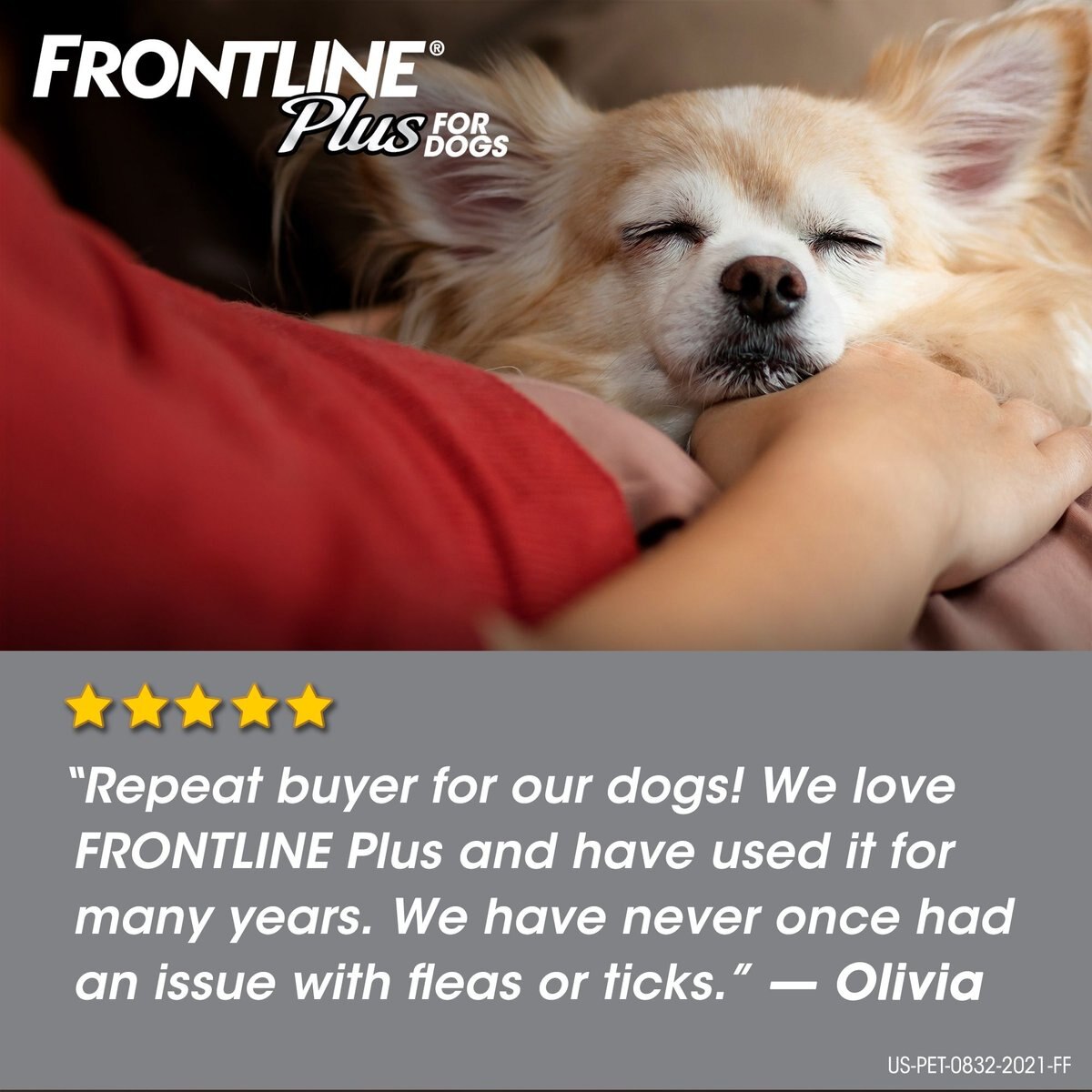 Frontline Plus Flea and Tick Spot Treatment for Small Dogs， 5-22 lbs