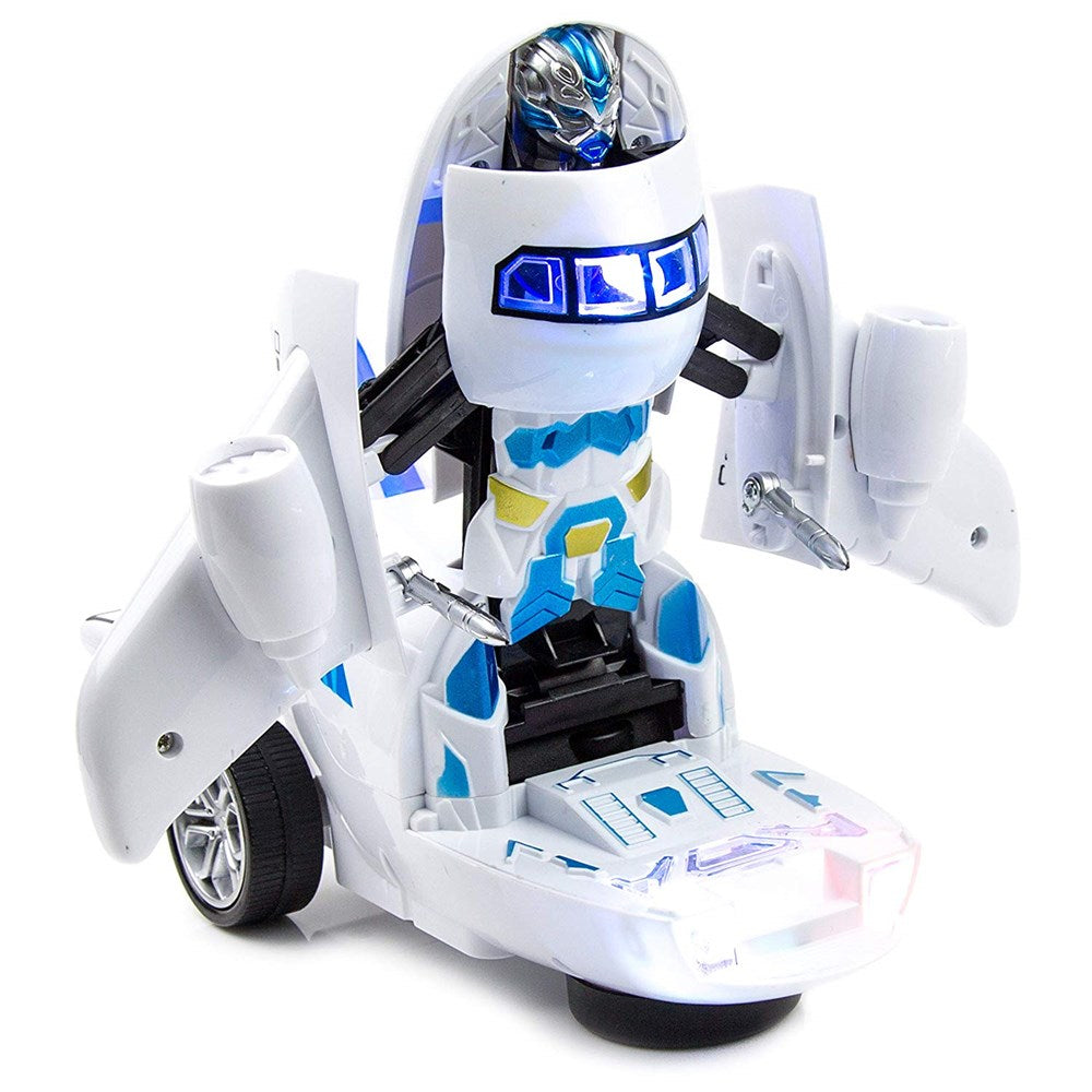 Toysery Deformation Airplane Toy Robot， Battery Operated Transformers Robot Toy with LED Light and Realistic Sounds， Bump and Go Action Airplane for Boys， Girls， Kids