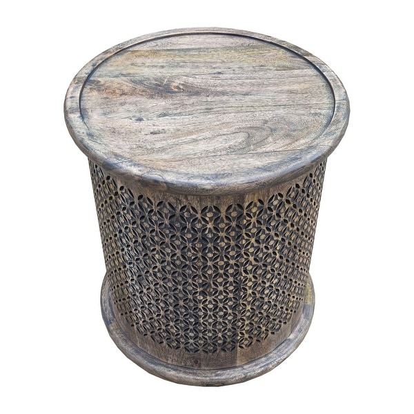 Sumter 17-inch Diameter Mango Wood Drum Side Table