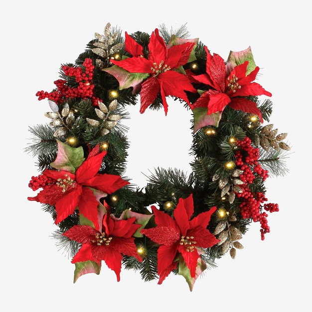 Brylanehome Pre lit Poinsettia Christmas Collection Christmas Flower Lights Decoration