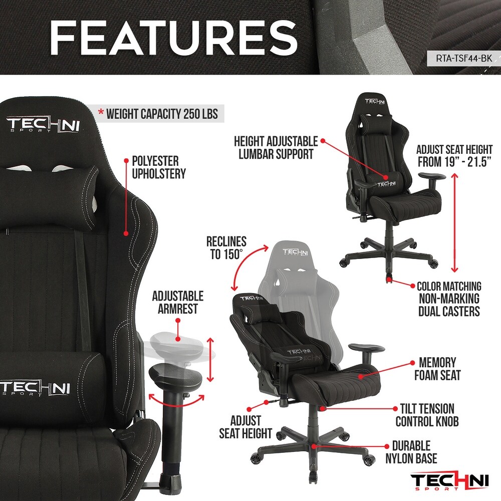 Fabric Ergonomic Racer Style PC Gaming Chair