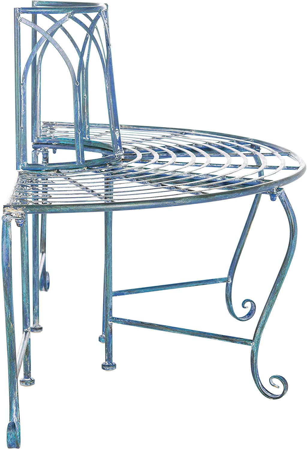 Safavieh Abia Outdoor Wrought Iron Semi Tree Bench - Antique Blue