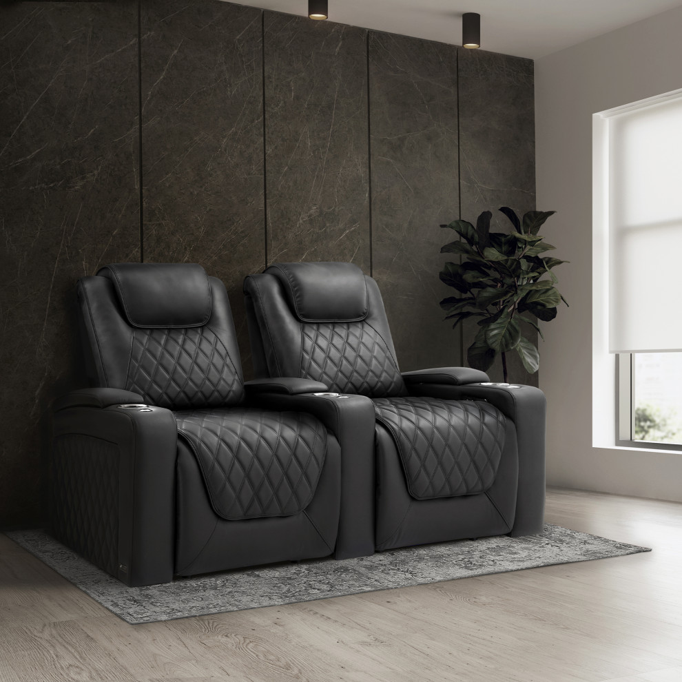 Valencia Oslo Luxury Edition Home Theater Seating Row of 5 Loveseat Right Onyx   Theater Seating   by E VISION INTL INC.  Houzz