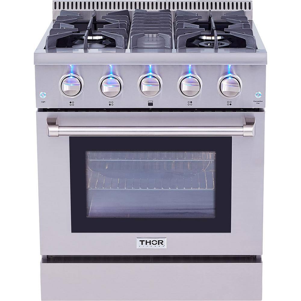 Thor Kitchen Pre-Converted Propane 30 in. 4.2 cu. ft. Dual Fuel Range in Stainless Steel HRD3088ULP