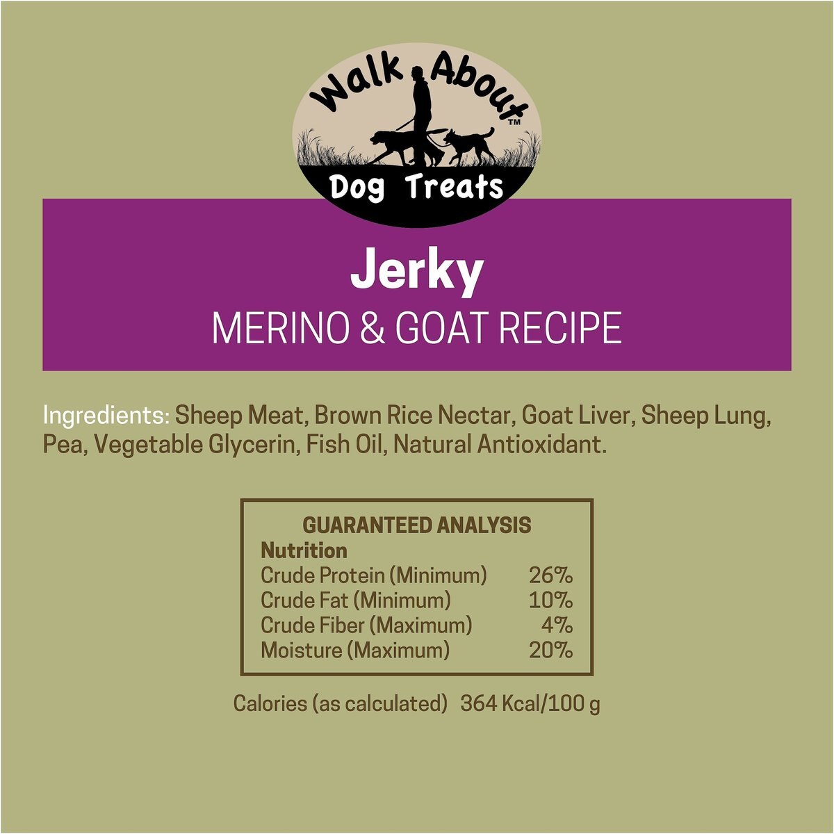 Walk About Lamb and Goat Grain-Free Jerky Dog Treats， 5.5-oz bag