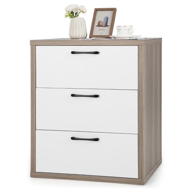 Costway 3 Drawer Dresser Chest Of Drawer Storage Cabinet With Wide Storage Space Organizer