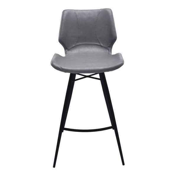 Armen Living Zurich Vintage Grey Faux Leather and Black-finished Metal Barstool