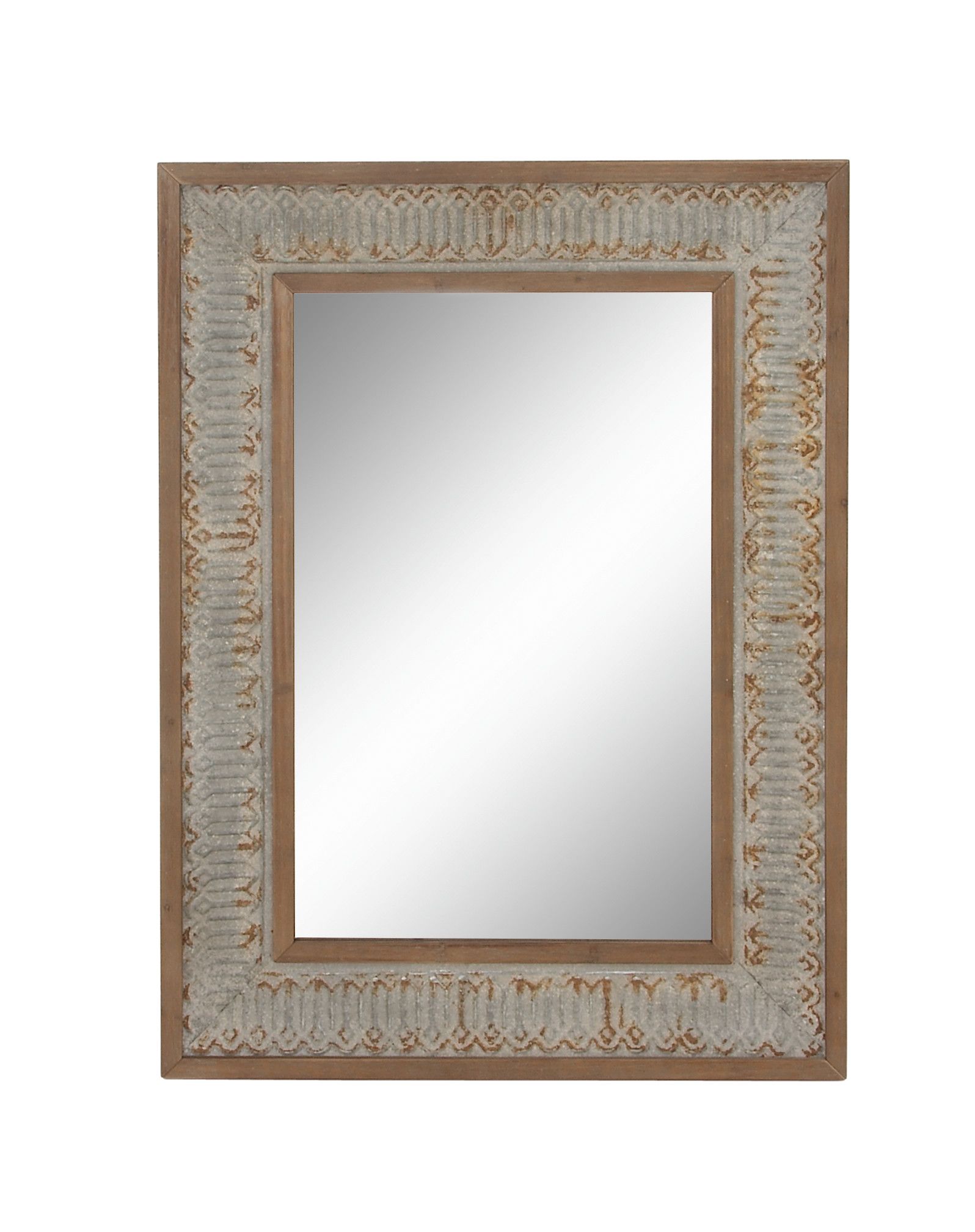 Grey Farmhouse Wood Wall Mirror 40 x 30