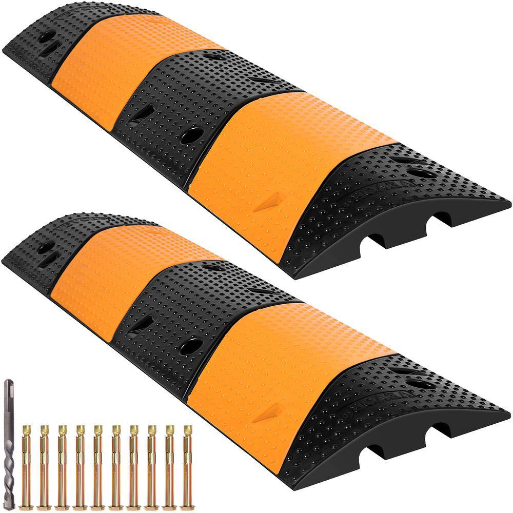 VEVOR 40.2 in. x 11.8 in. x 2.4 in. Cable Organizers 2-Channel Speed Bump 22000 lbs. Load Cable Protectors Ramps 2-Pack YCZDLCG402PCS1S6RV0