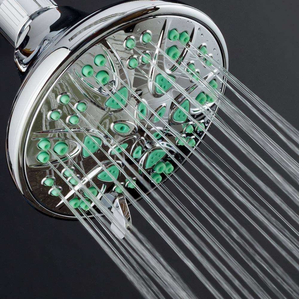 AquaDance Antimicrobial 6-Spray 4 in. High Pressure Single Wall Mount Fixed Adjustable Rain Shower Head in chrome 6602