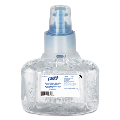 Gojo Purell Advanced Hand Sanitizer Green Certified Gel Refill | 700 mL， Fragrance-Free | GOJ130303EA