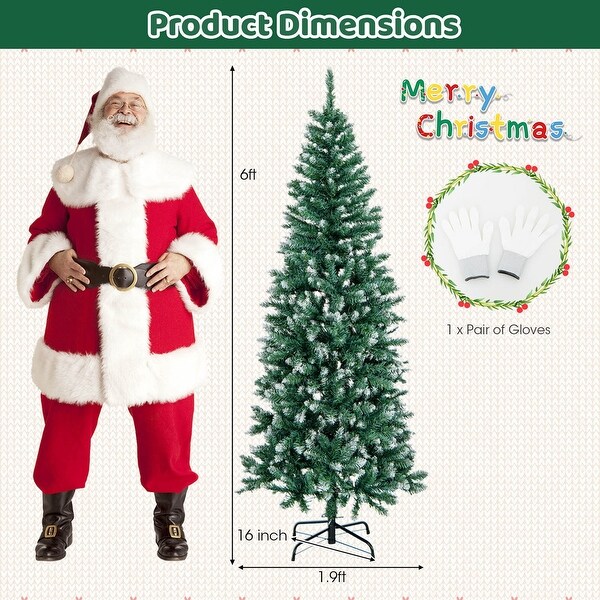 Costway 5FT/6FT/7FT/9FT PreLit Christmas Tree Hinged Slim Pencil Xmas