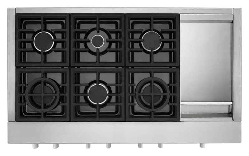 KitchenAid 48 Stainless Steel 6-Burner Commercial-Style Gas Rangetop With Griddlle