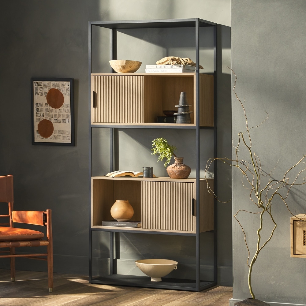 Middlebrook Designs Modern Fluted Door Bookcase