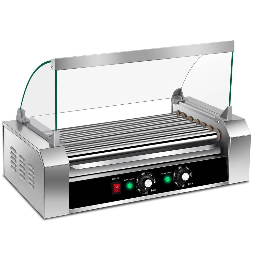 Costway 174 sq.in. Silver Stainless steel Roller Grill Cooker Machine w/Cover (7 Roller Grill) EP19235