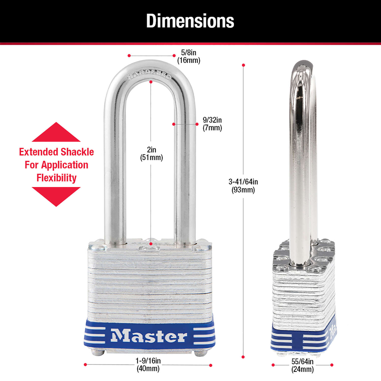 Master Lock 1-5/16 in. H X 1-5/8 in. W X 1-9/16 in. L Laminated Steel Double Locking Padlock