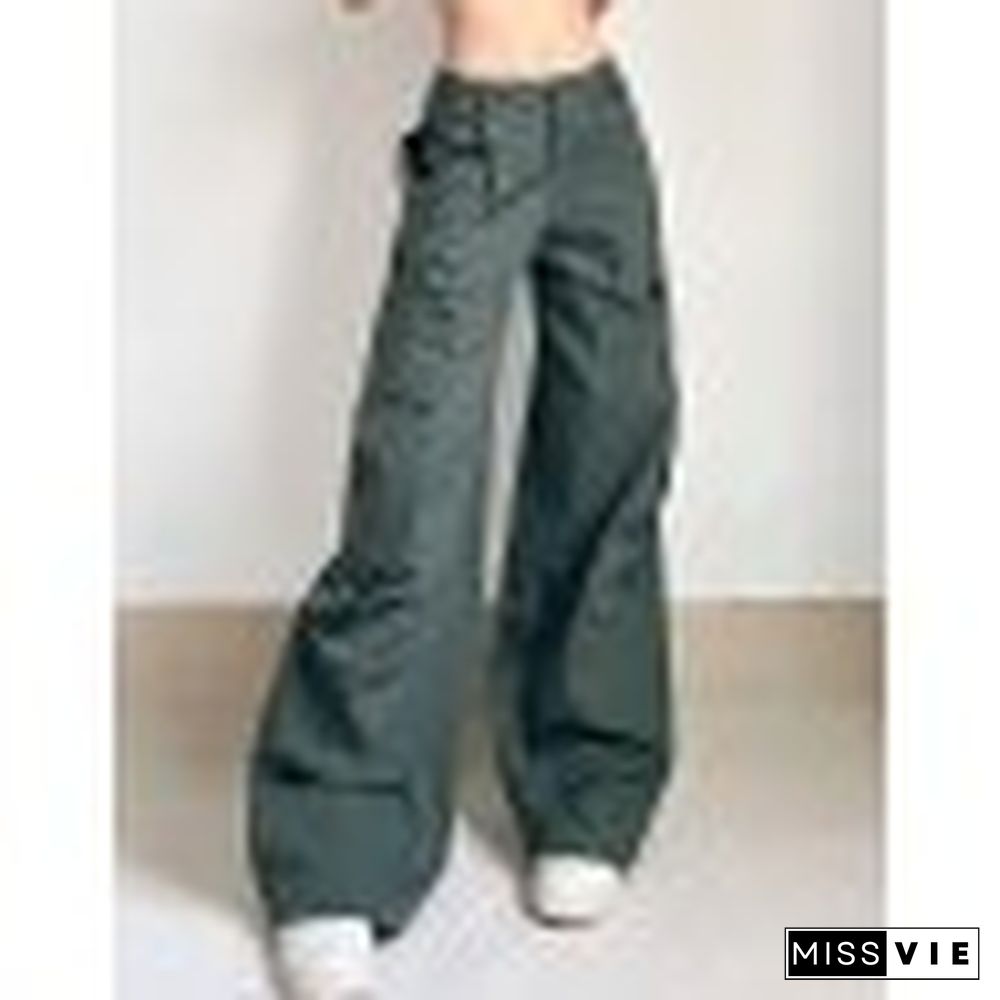 Ruched Pleated Baggy Parachute Cargo Pants