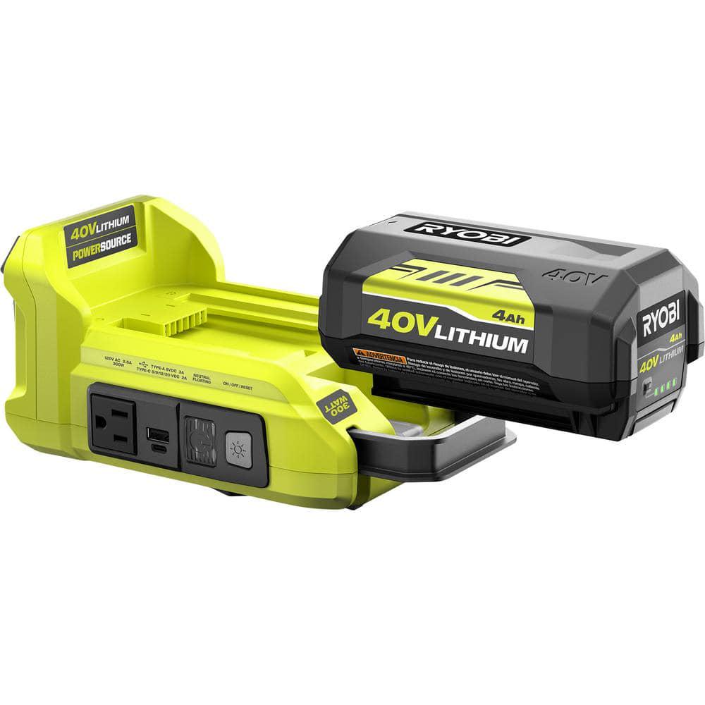 RYOBI 40V 300Watt Power Inverter with 40 Ah Battery