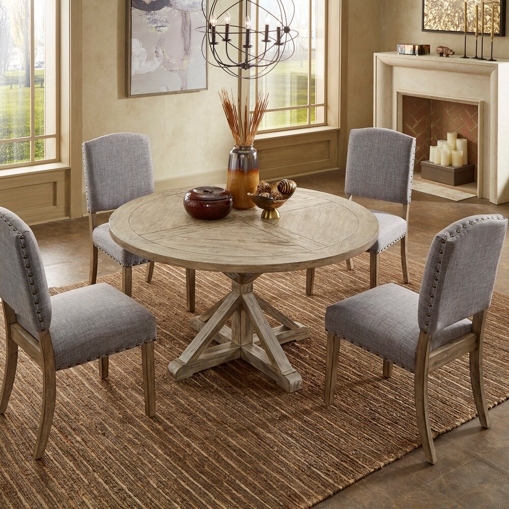 Benchwright Antique Grey Oak Round Dining Set by iNSPIRE Q Artisan