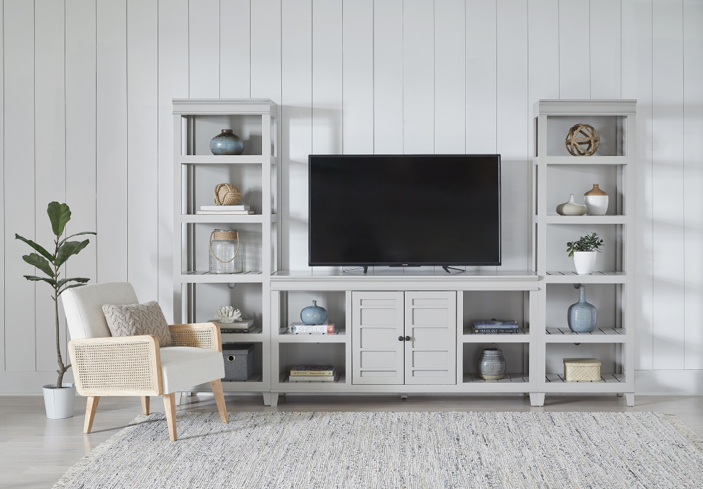 Reagan Entertainment Wall Unit With 66 quotMedia Console for TV  Dove Gray   Transitional   Entertainment Centers And Tv Stands   by Progressive Furniture  Houzz