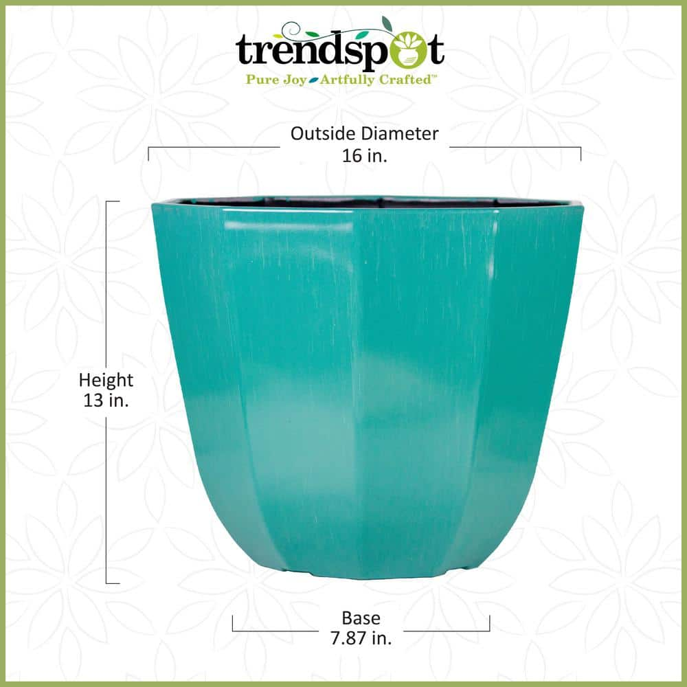 Vigoro 16 in. Lucinda Large Aqua Plastic Planter (16 in. D x 13 in. H) with Drainage Hole PS00457N-16M2