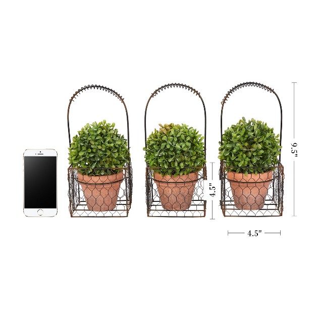 Pure Garden Set Of 3 Matching Realistic Topiary Arrangements