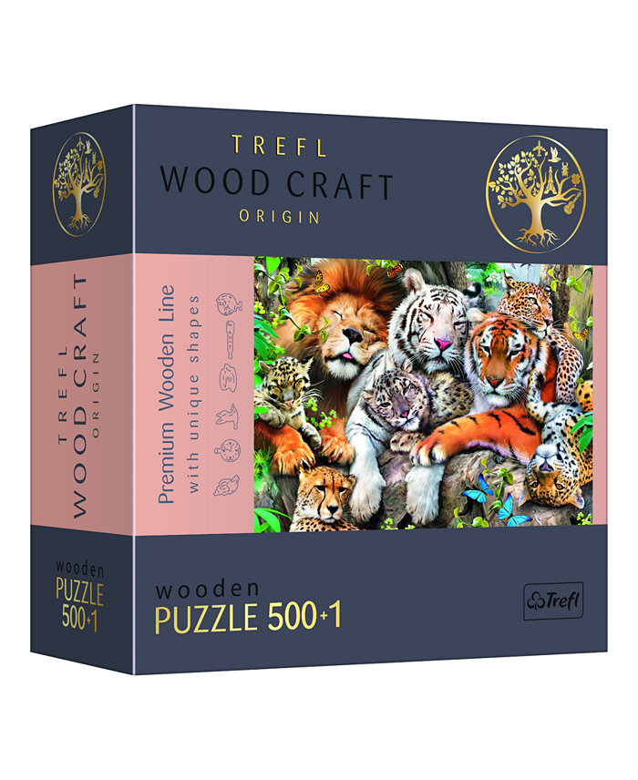 Trefl Wood Craft 501 Piece Wooden Puzzle - Wild Cats in The Jungle