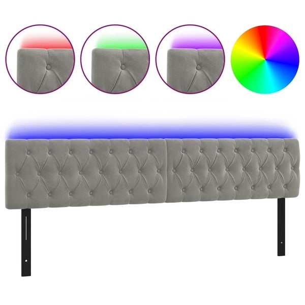 vidaXL LED Headboard Dark/Light Gray multisize Velvet - - 37421088