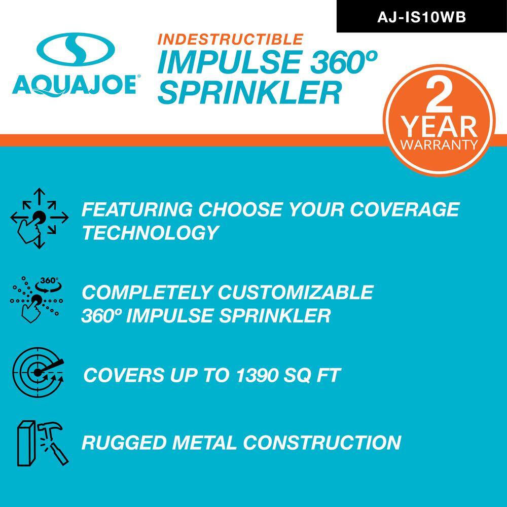 AQUA JOE 10 in. Indestructible Zinc Impulse 360-Degree Sprinkler AJ-IS10WB