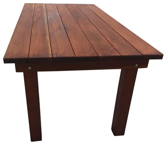 Best Redwood 72 quotFarmhouse Solid Wood Dining Table in Mission Brown Stain   Transitional   Outdoor Dining Tables   by Homesquare  Houzz