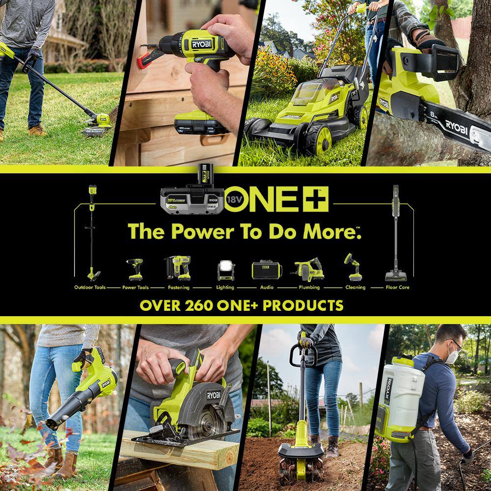 RYOBI ONE+ 18V Cordless Grass Shear and Shrubber Trimmer with 2.0 Ah Battery and Charger P2980