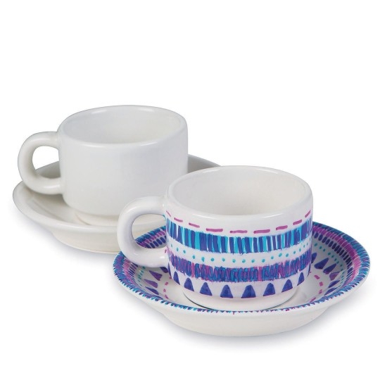 Color Me Glazed Ceramic Cup and Saucer Sets