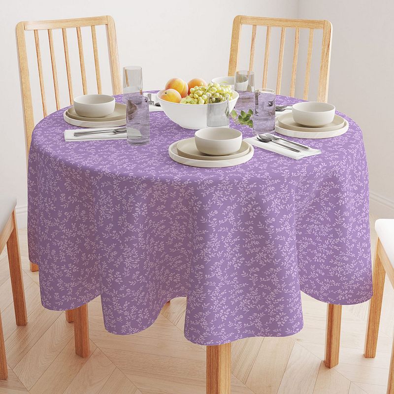 Round Tablecloth， 100% Polyester， 70 Round， Purple Vines