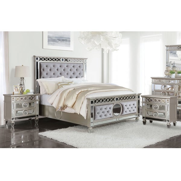 Furniture of America Alyah Champagne 3-piece Bed and Nightstands Set - - 34196424